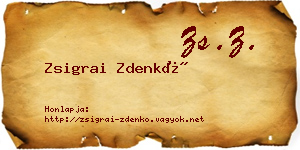 Zsigrai Zdenkó névjegykártya